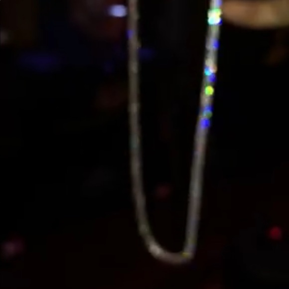 18k white gold plated round cubic zirconia tennis necklace for men and women - Picture 2 of 7